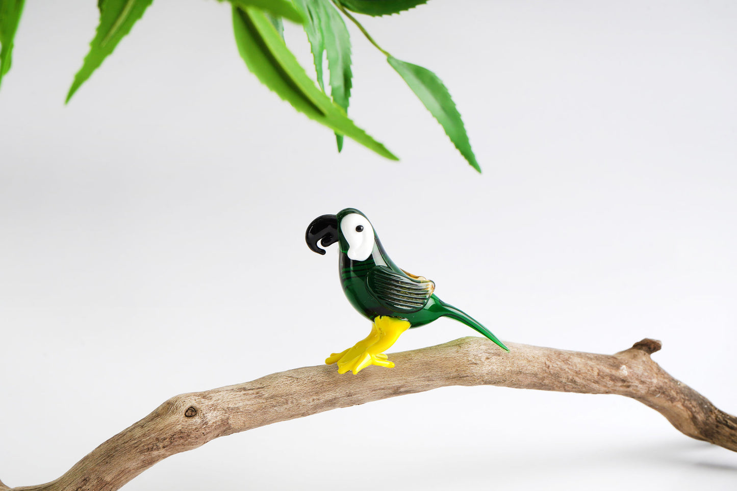 Artisan Glass Green Parrot In Gift Box | Collectable | Glass Animal | Home Decor | Tropical Bird