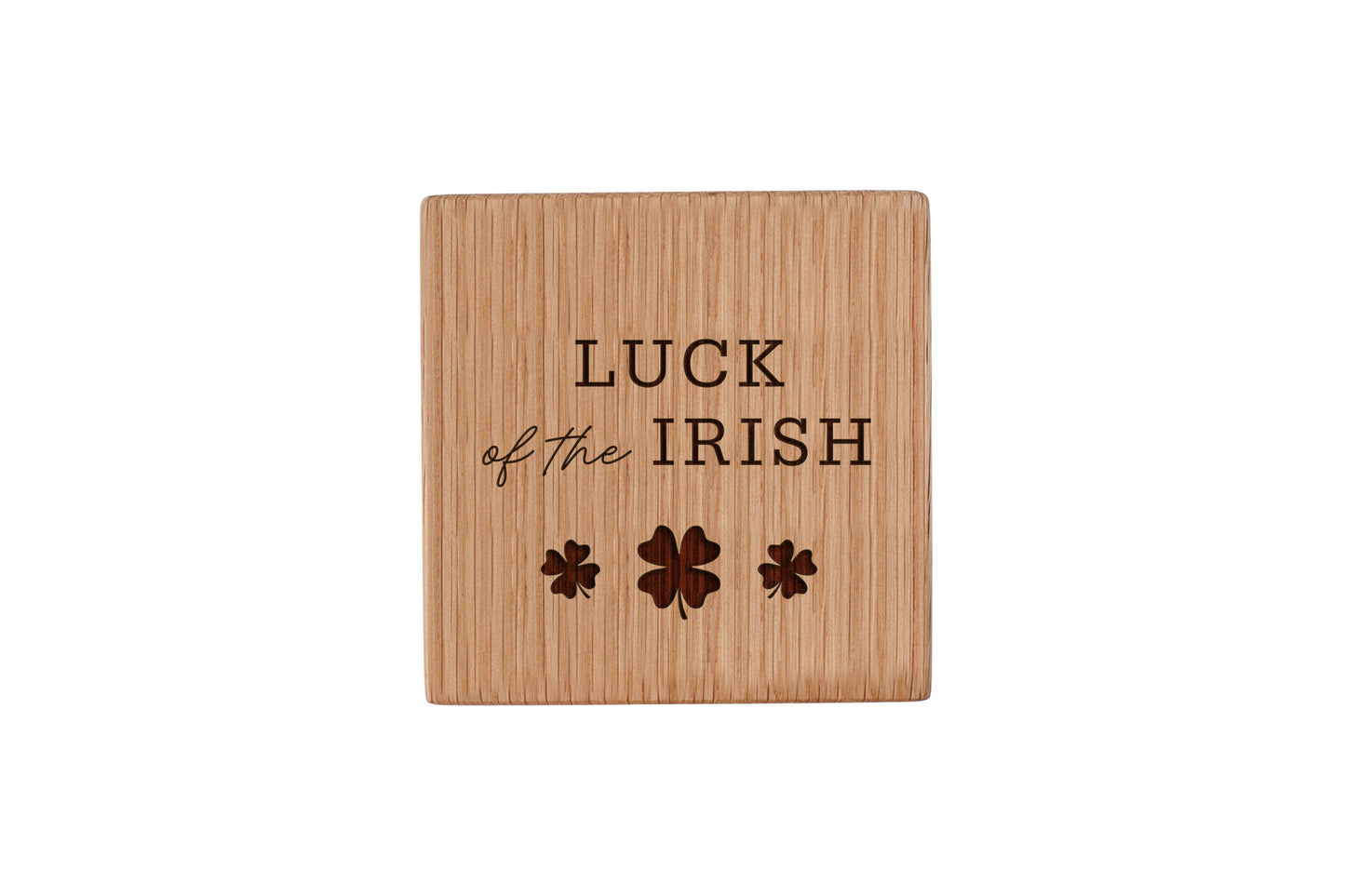 'Luck of the Irish' Square Oak Coaster