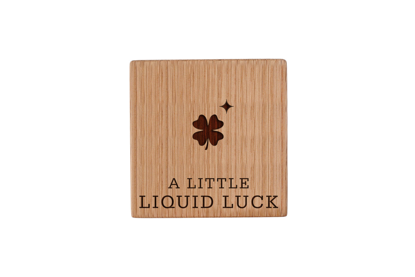 Square Oak Coaster 'A Little Liquid Luck' | Homeware | Irish Gift | Coaster | Tableware | Homeware | Coaster | Tableware
