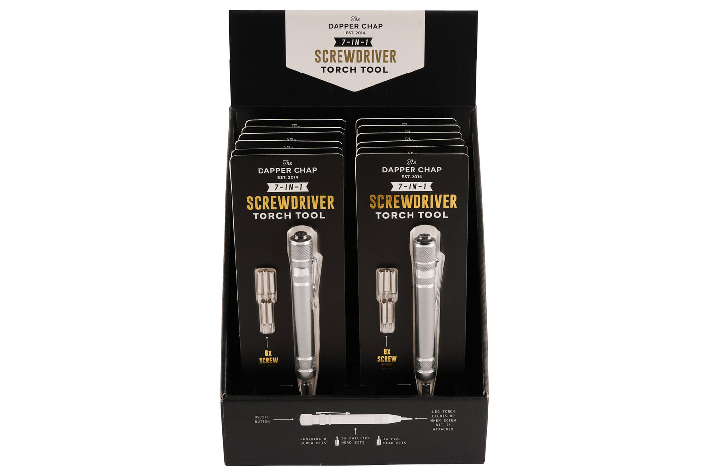 Dapper Chap 7-In-1 Screwdriver Torch Tool | Handy Tool | Portable | Fathers Day | DIY