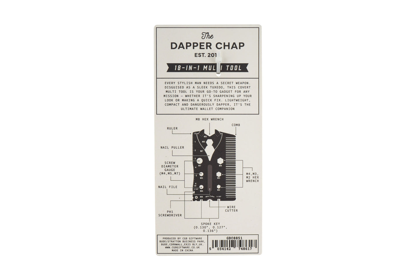 Dapper Chap 18-In-1 Tuxedo Multi Tool | Handy Tool | Portable Tool | Fathers Day