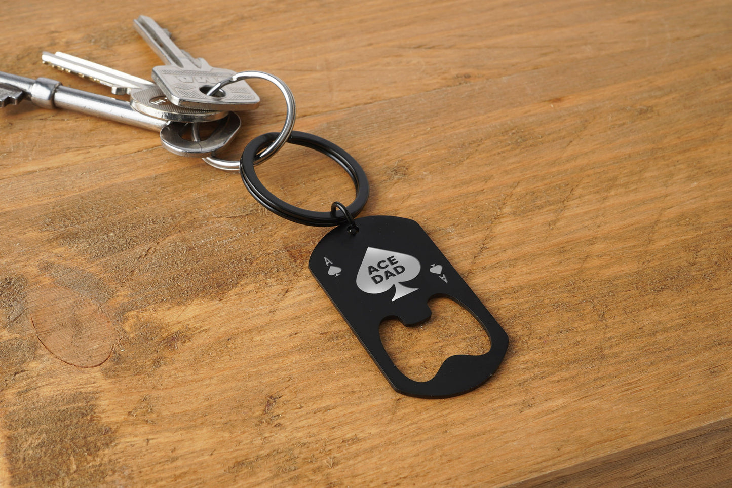 Black Bottle Opener Keyring 'Ace Dad' | Key Accessory | Gift For Dad | Fathers Day