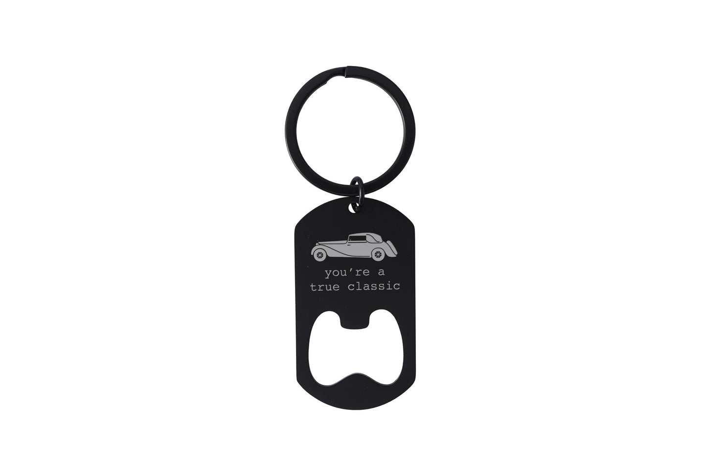 Black Bottle Opener Keyring 'True Classic' | Key Accessory | Gift For Dad | Fathers Day