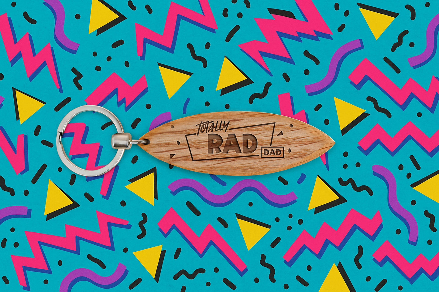 Oak Surfboard Keyring 'Totally Rad Dad'| Birthday | Special Birthday | Father's Day | Keepsake