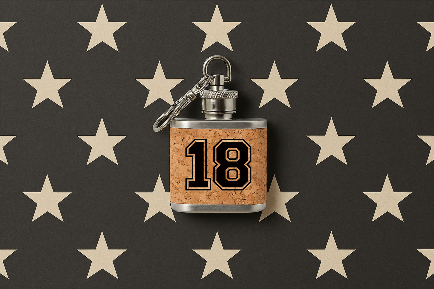 Mini Cork Hip Flask Keyring '18' | 18th Birthday | Special Birthday | Keepsake