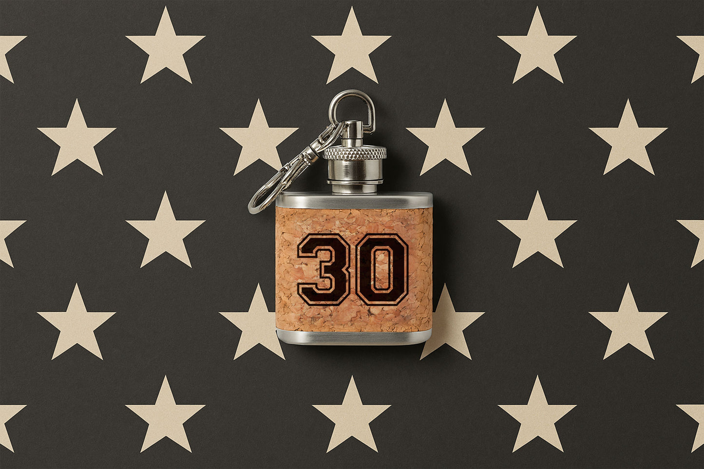 Mini Cork Hip Flask Keyring '30' | 30th Birthday | Special Birthday | Keepsake