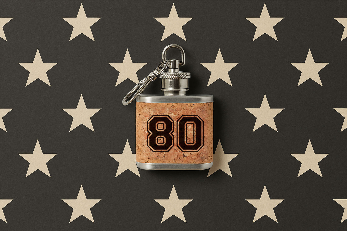 Mini Cork Hip Flask Keyring '80' | 80th Birthday | Special Birthday | Keepsake