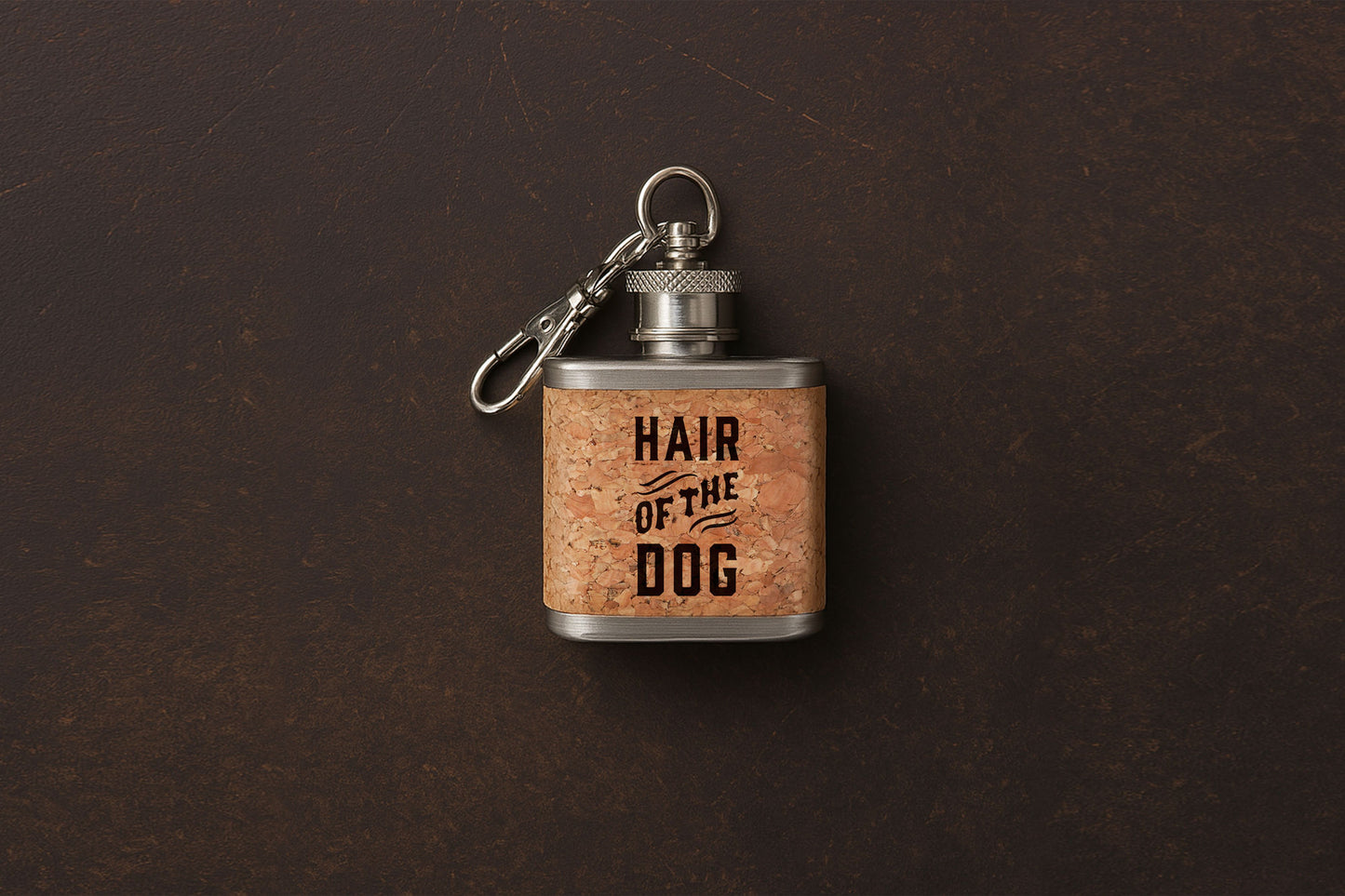 Mini Cork Hip Flask Keyring 'Hair Of The Dog' | Father's Day | Keepsake