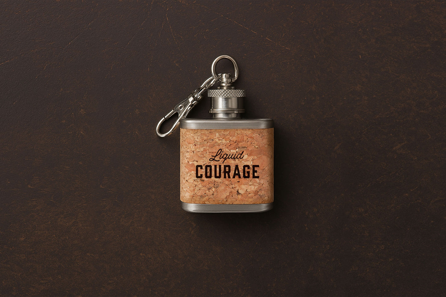 Mini Cork Hip Flask Keyring 'Liquid Courage' | Father's Day | Keepsake