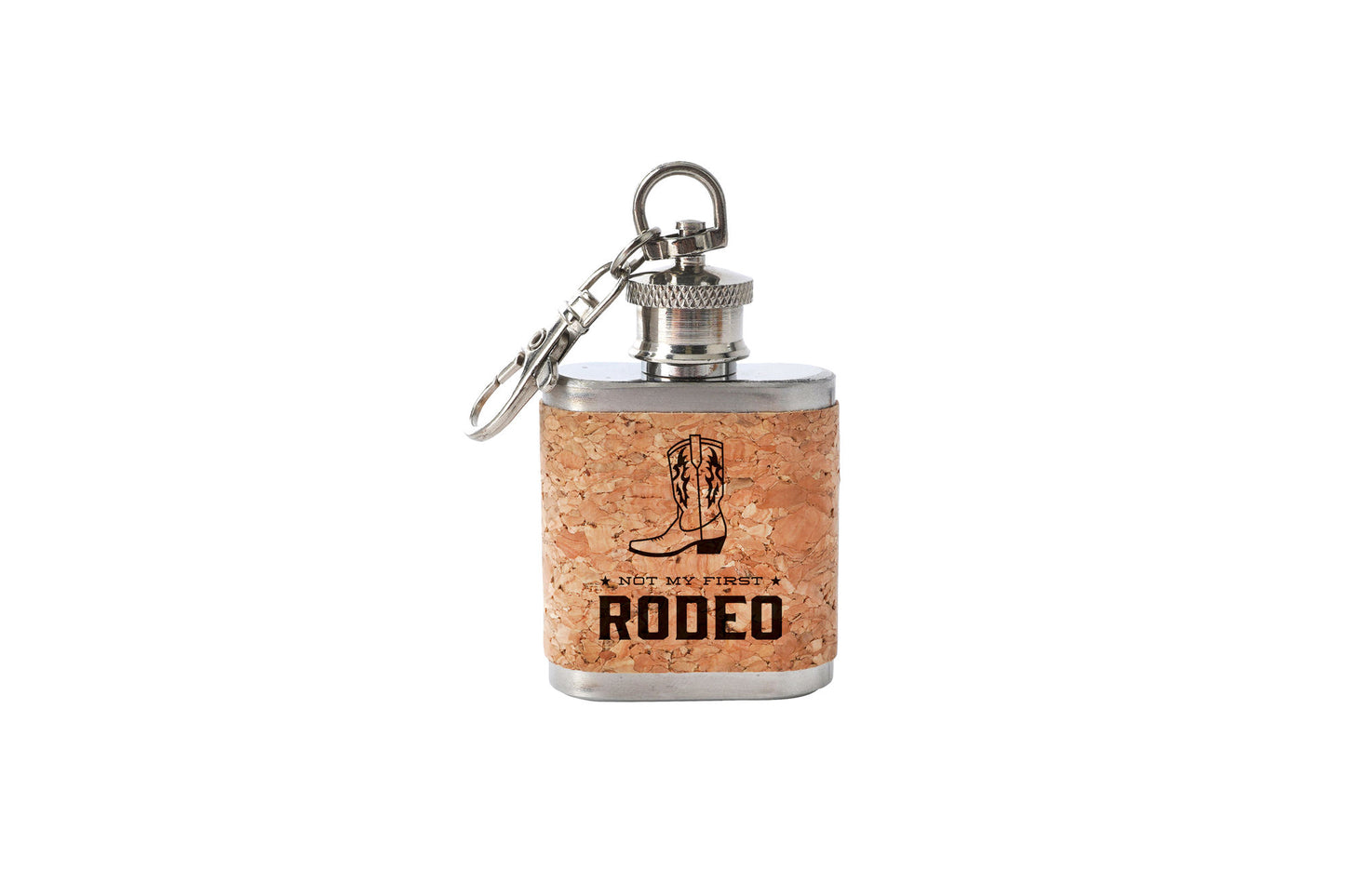 Mini Cork Hip Flask Keyring 'Not My First Rodeo' | Father's Day | Keepsake