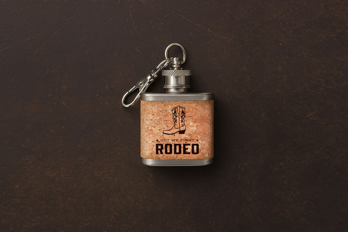 Mini Cork Hip Flask Keyring 'Not My First Rodeo' | Father's Day | Keepsake