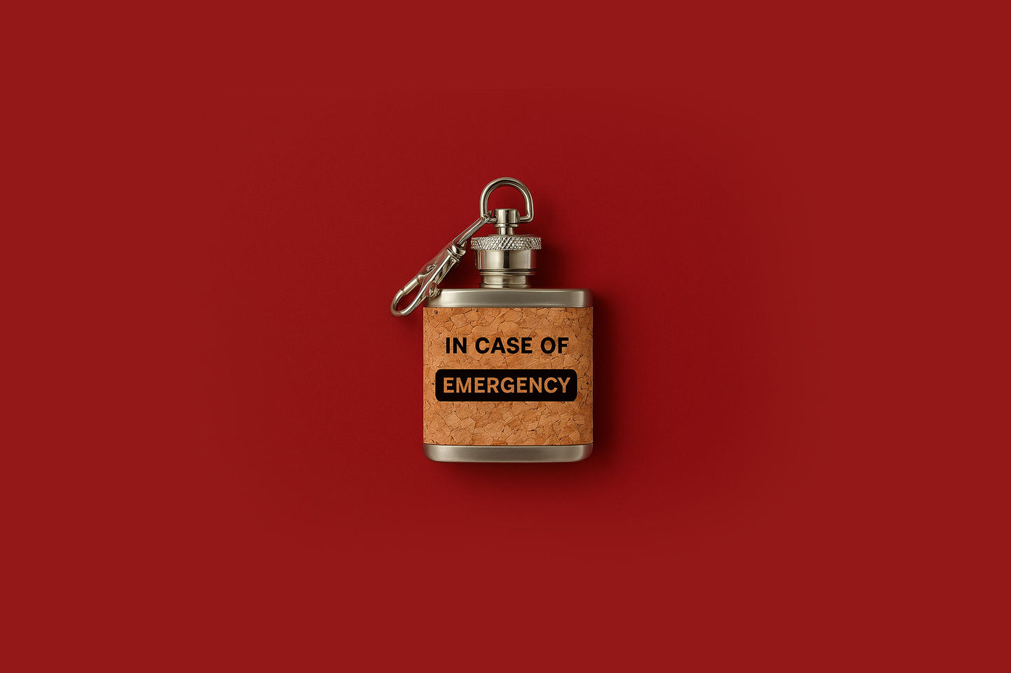 Mini Cork Hip Flask Keyring 'In Case Of Emergency' | Father's Day | Keepsake