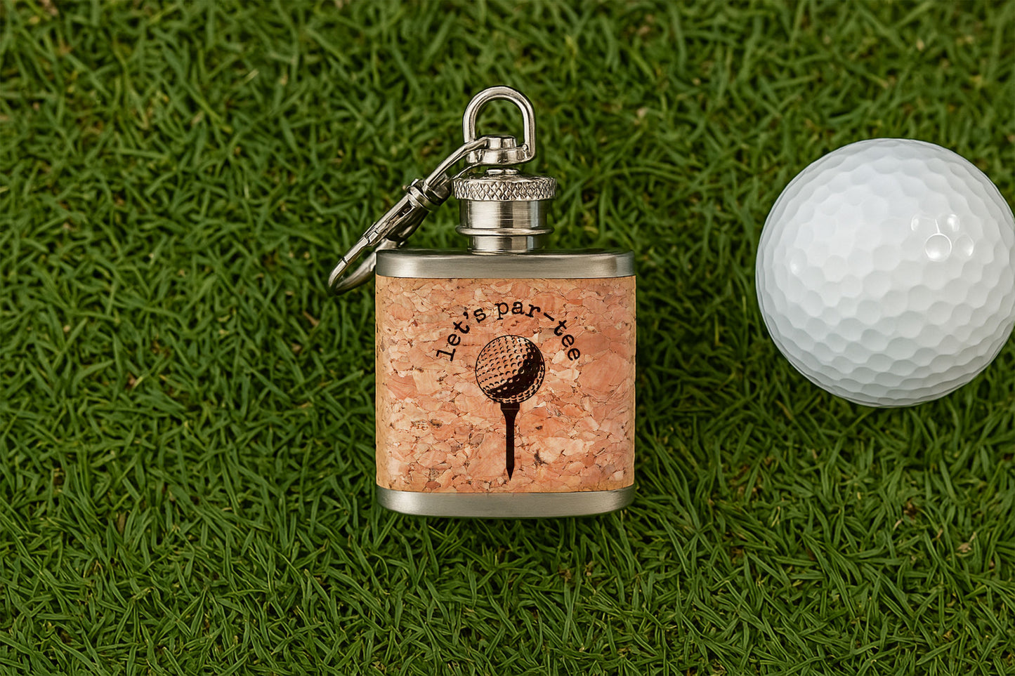 Mini Cork Hip Flask Keyring 'Let's Par-Tee' | Father's Day | Keepsake