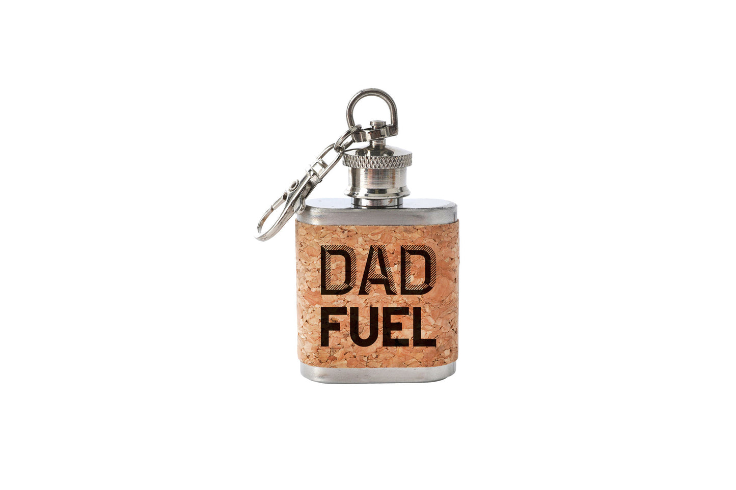 Mini Cork Hip Flask Keyring 'Dad Fuel' | Father's Day | Keepsake
