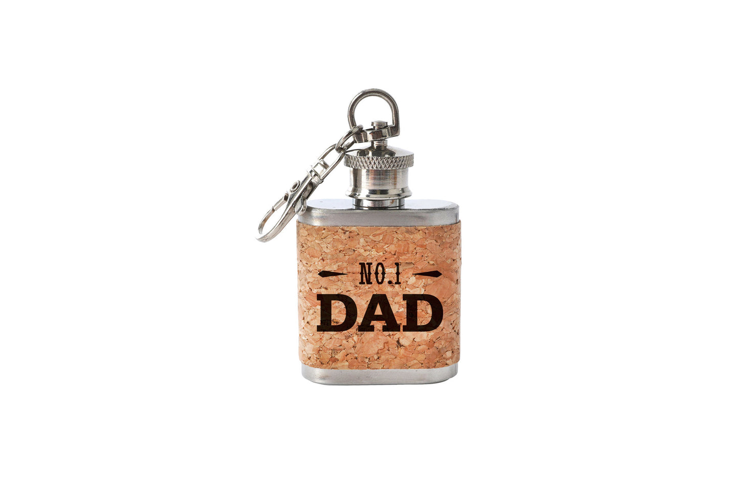 Mini Cork Hip Flask Keyring 'No. 1 Dad' | Father's Day | Keepsake