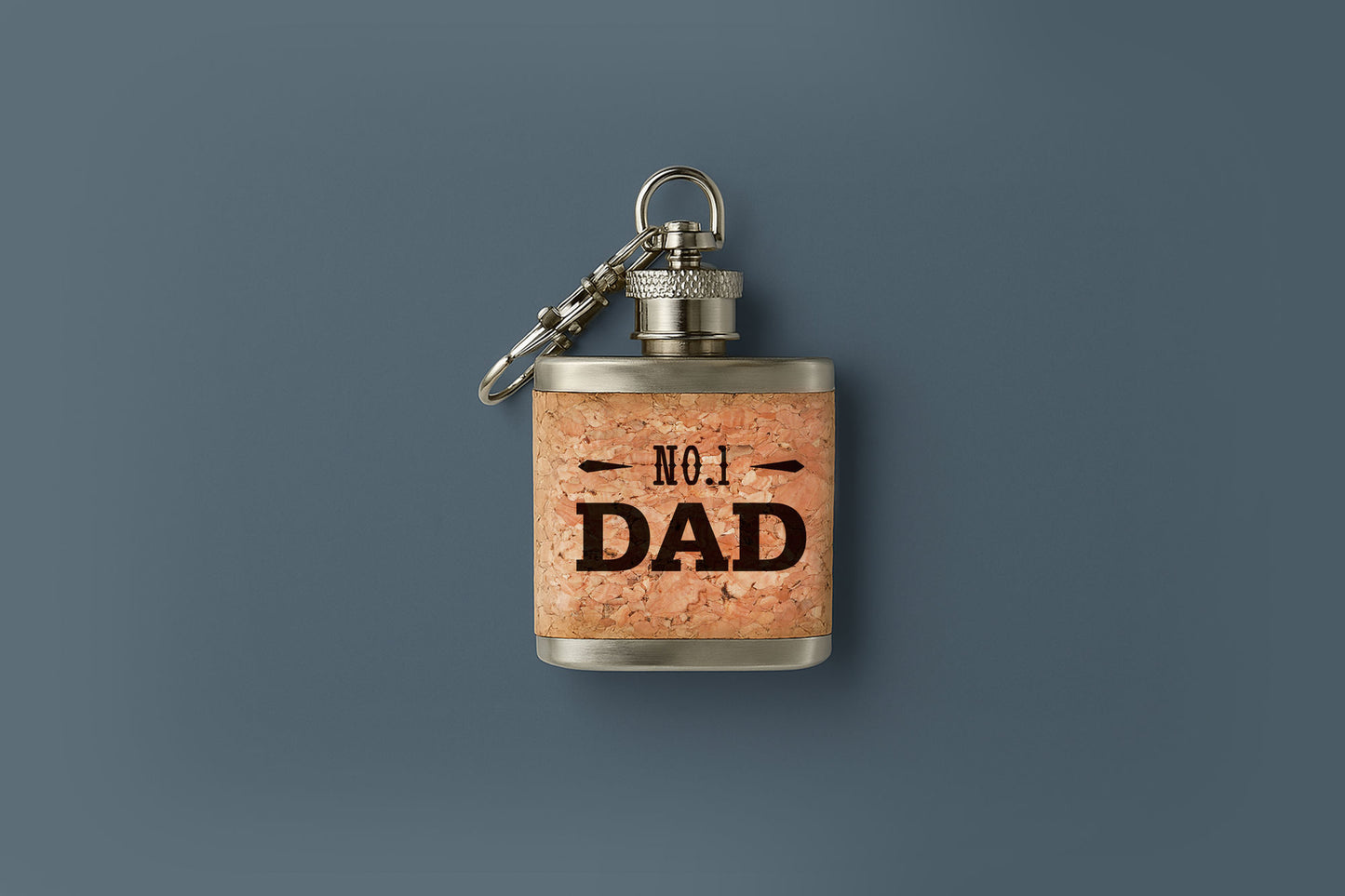 Mini Cork Hip Flask Keyring 'No. 1 Dad' | Father's Day | Keepsake