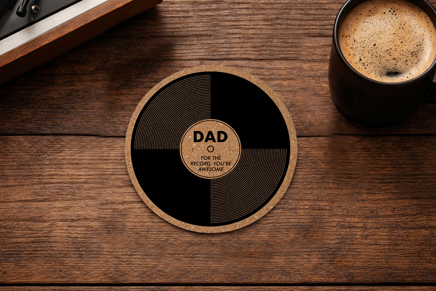 Round Cork Coaster 'Dad, For The Record' | Homeware | Tableware | Fathers Day