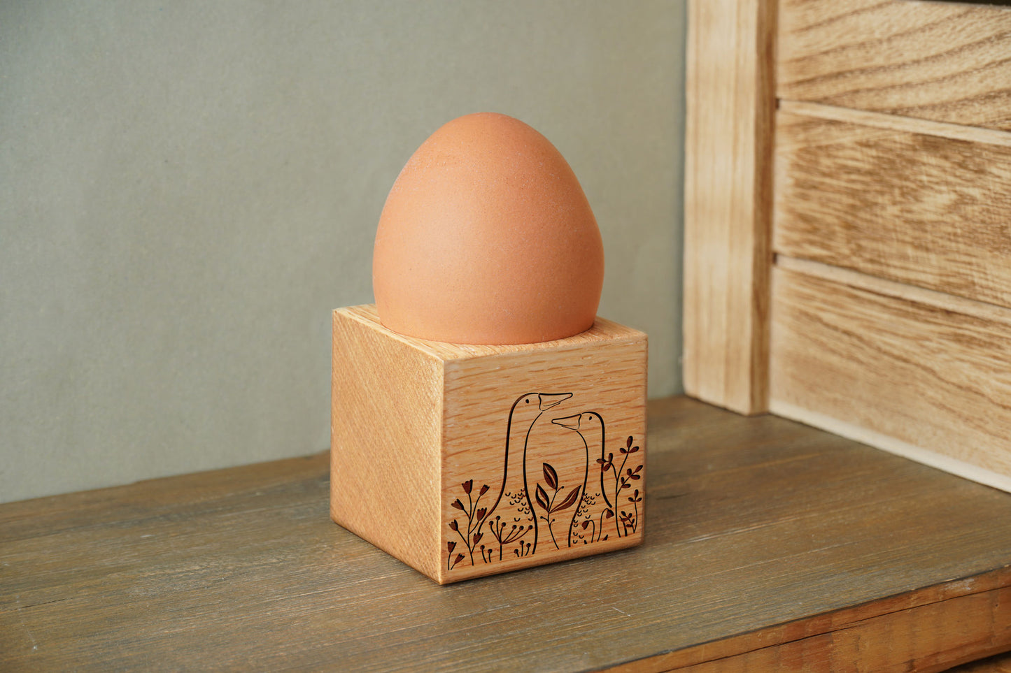 Bramble Farm 'Runner Ducks' Oak Egg Cup In Gift Box | Breakfast | Homeware | Kitchenware