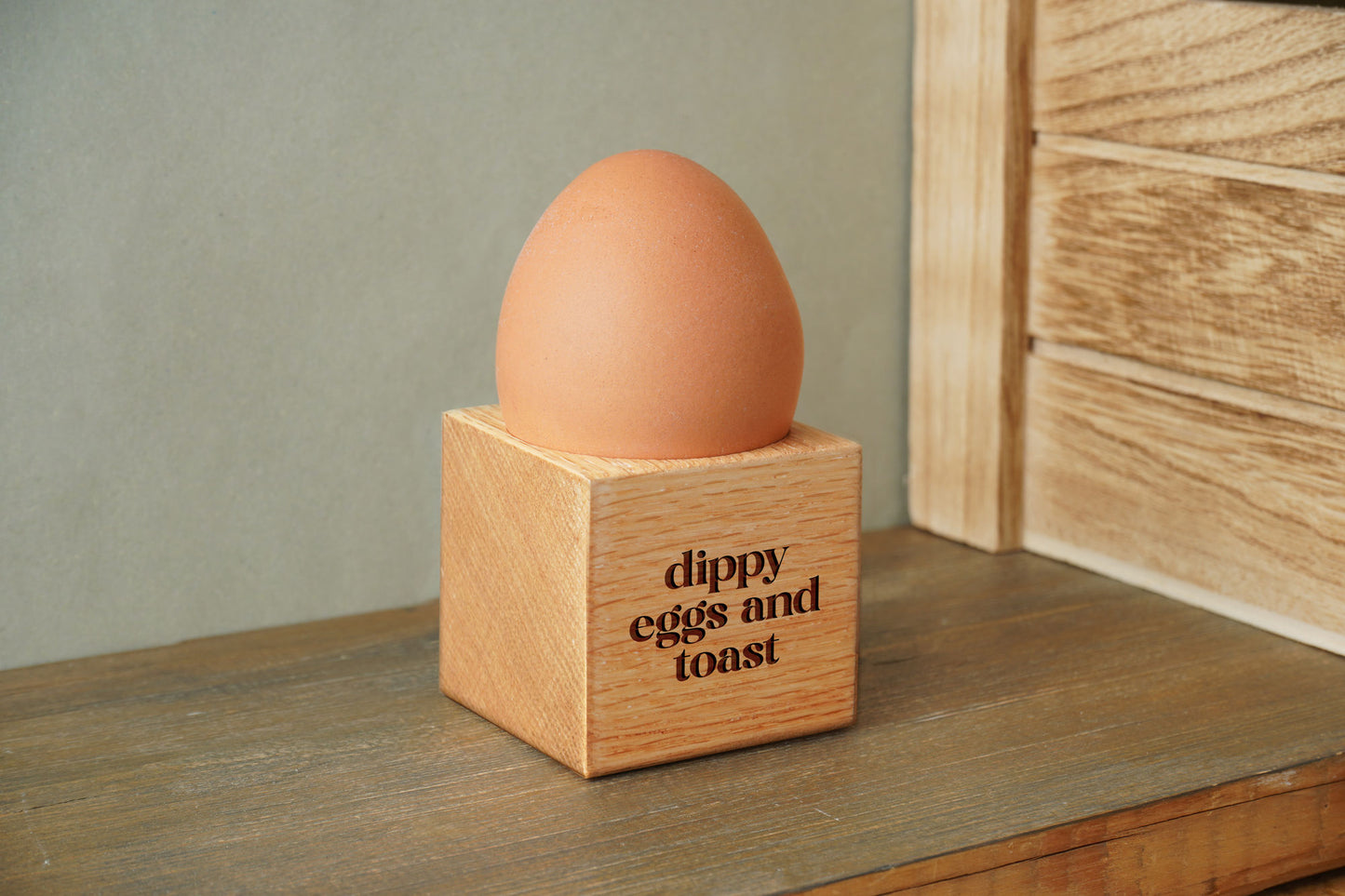 Loft 'Dippy Eggs And Toast' Oak Egg Cup In Gift Box | Breakfast | Homeware | Kitchenware