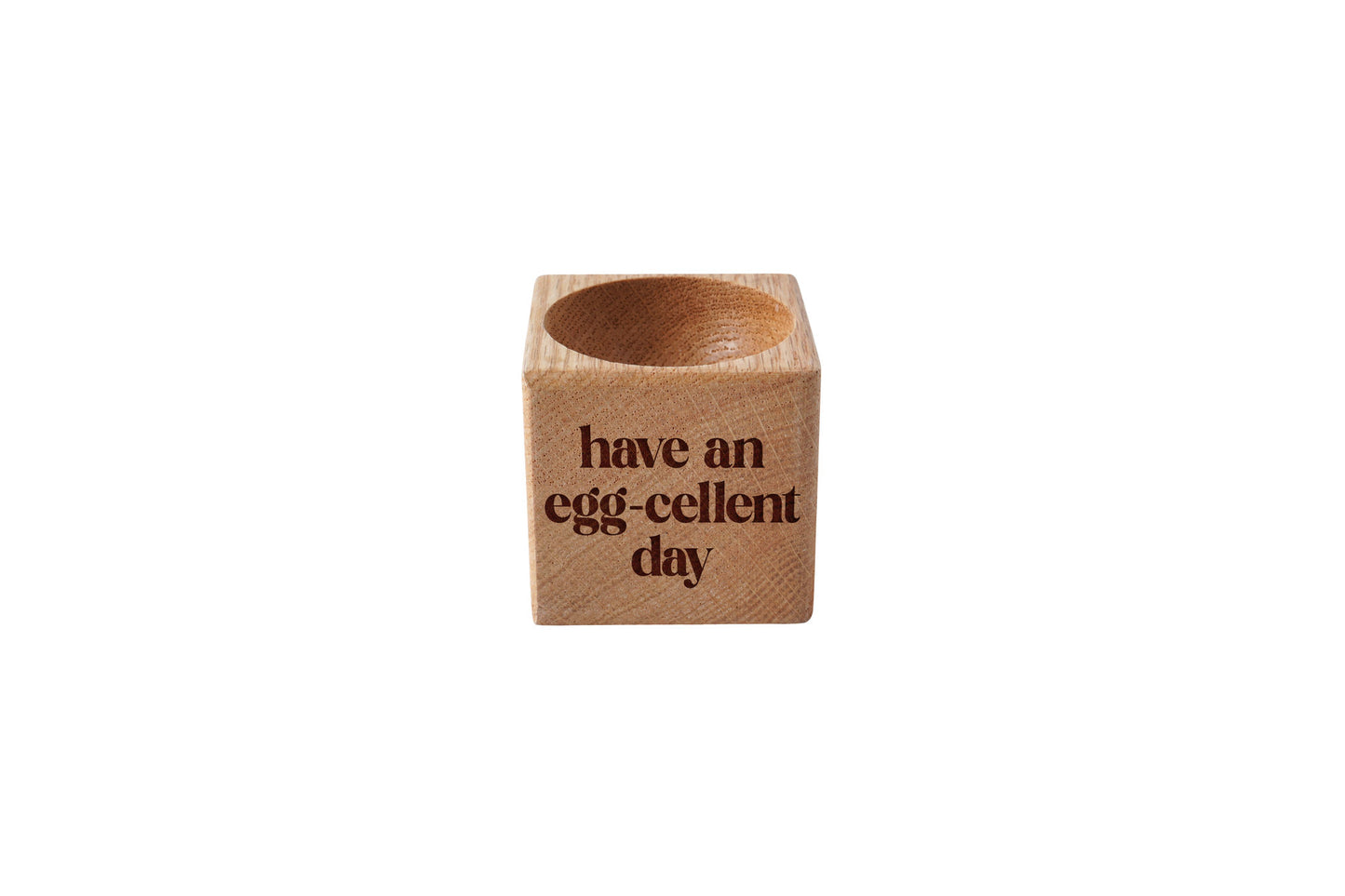 Loft 'Have An Egg-cellent Day' Oak Egg Cup In Gift Box | Breakfast | Homeware | Kitchenware
