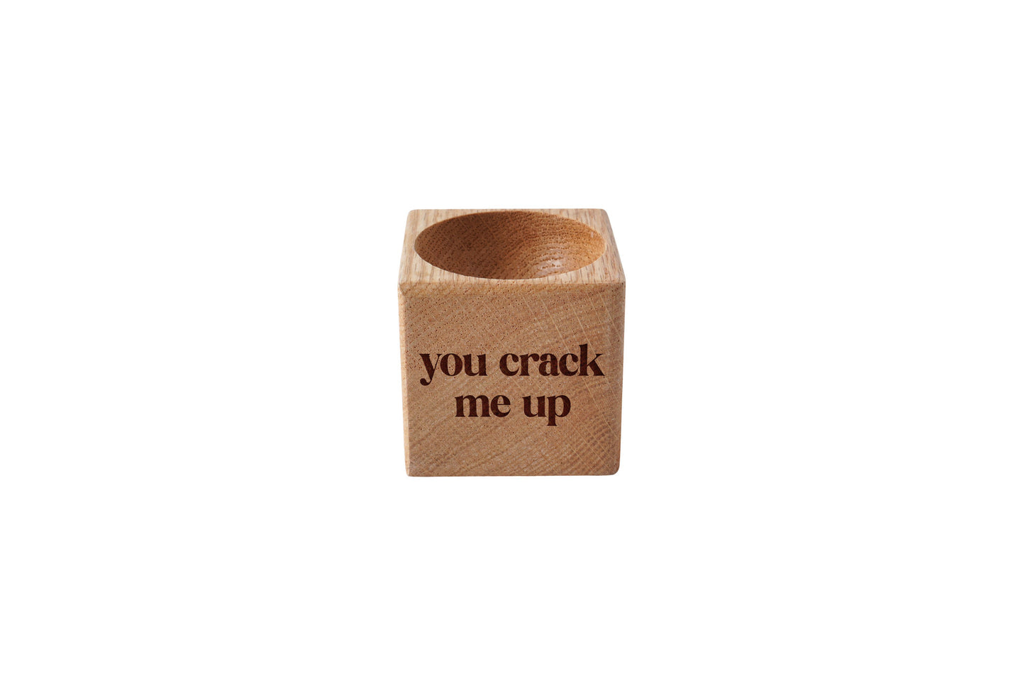 Loft 'You Crack Me Up' Oak Egg Cup In Gift Box | Breakfast | Homeware | Kitchenware