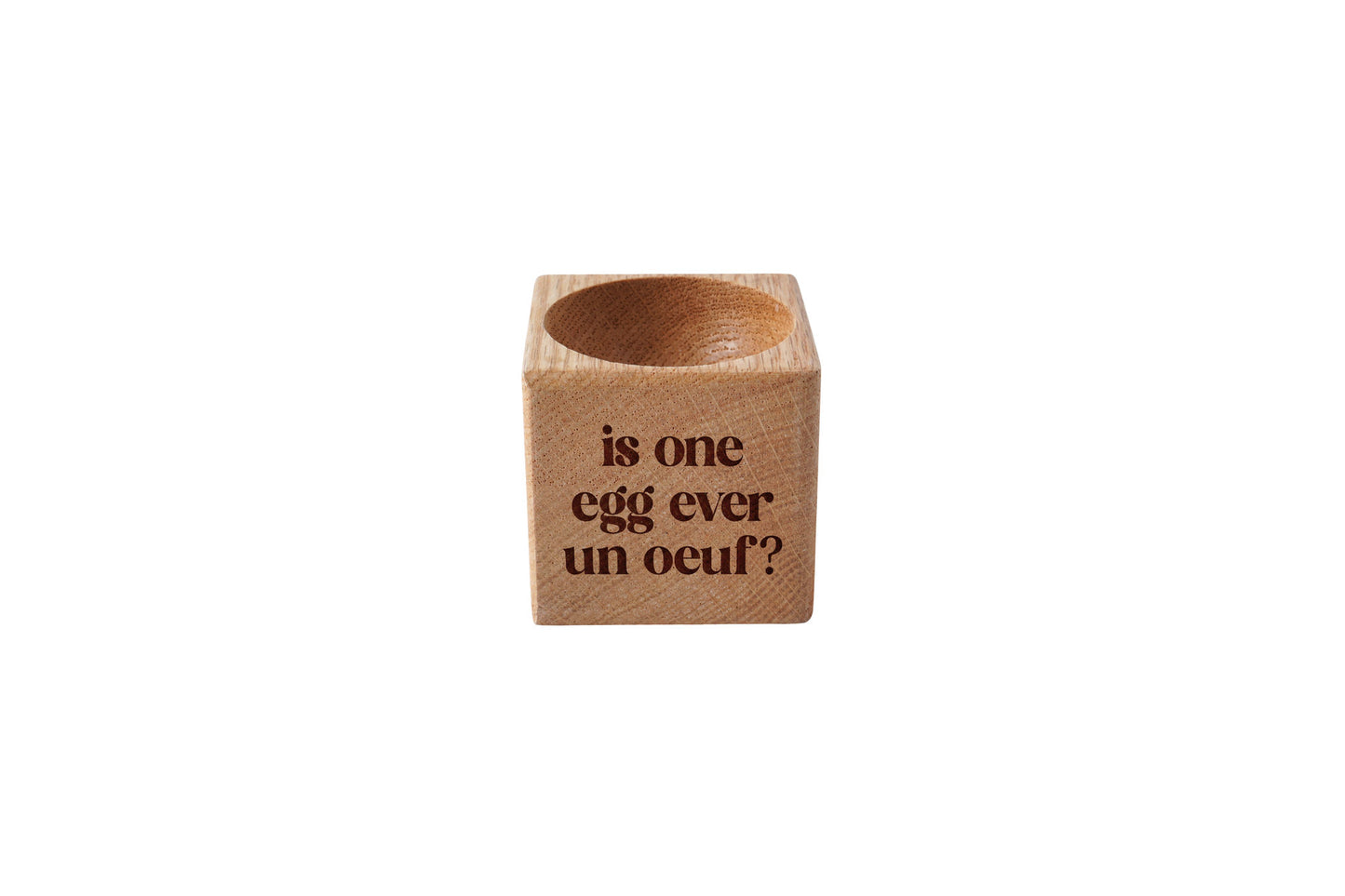 Loft 'Is One Egg Ever Un Oeuf' Oak Egg Cup In Gift Box | Breakfast | Homeware | Kitchenware