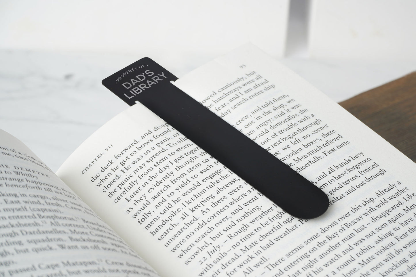Black Metal Bookmark - 'Property Of Dad's Library' | Reading | Book Lover | Book Accessory | Love Reading | Reading Gift
