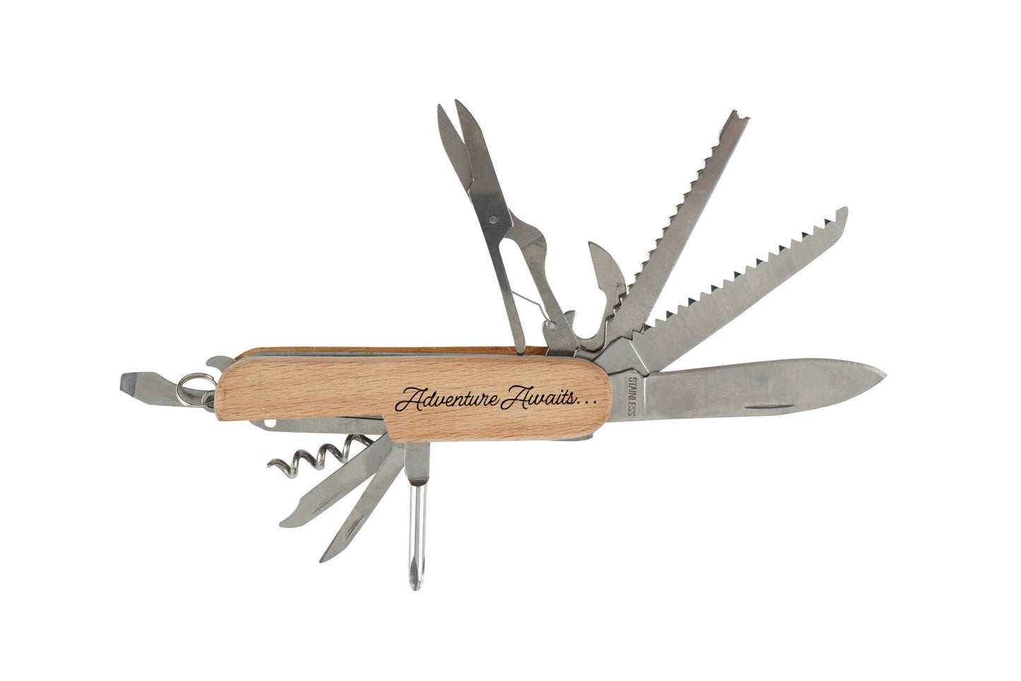 Wooden Multi Tool In Gift Box - 'Adventure Awaits' | Camping | Accessory | Fathers Day