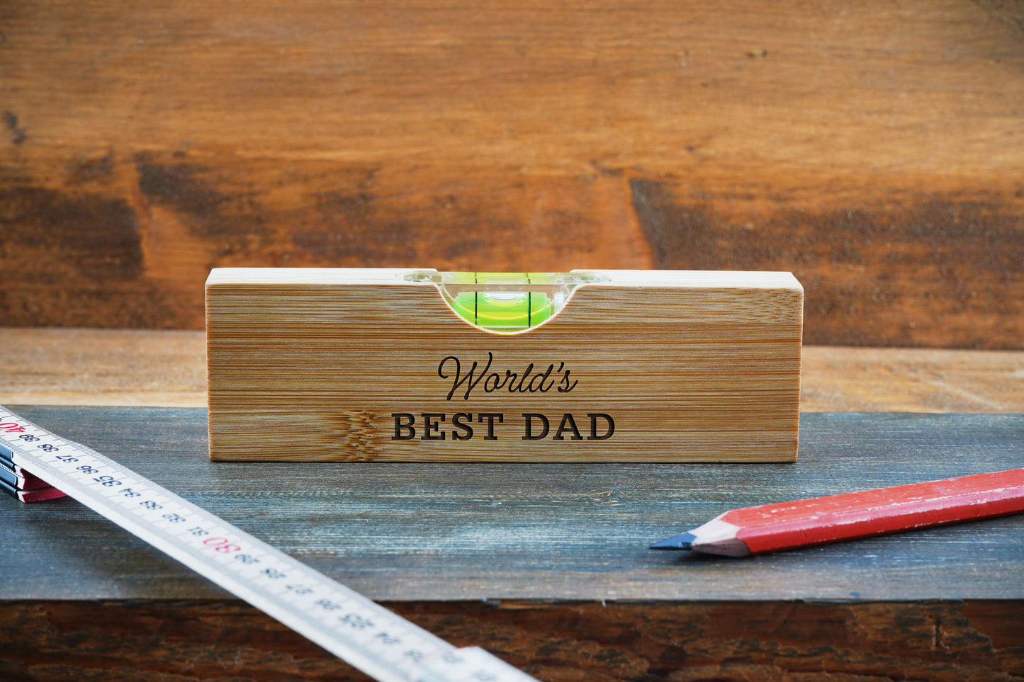 Wooden Spirit Level Bottle Opener 'Worlds Best Dad' | Fathers Day | Gift Box | Gift For Dad | Engraved Gift