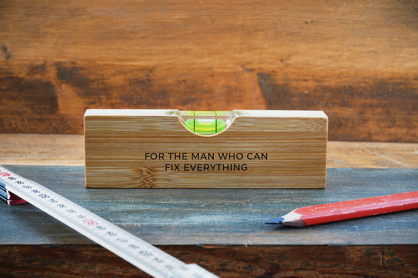 Wooden Spirit Level Bottle Opener 'For The Man Who Can Fix Everything' | Fathers Day | Gift Box | Engraved Gift | Gift For Him
