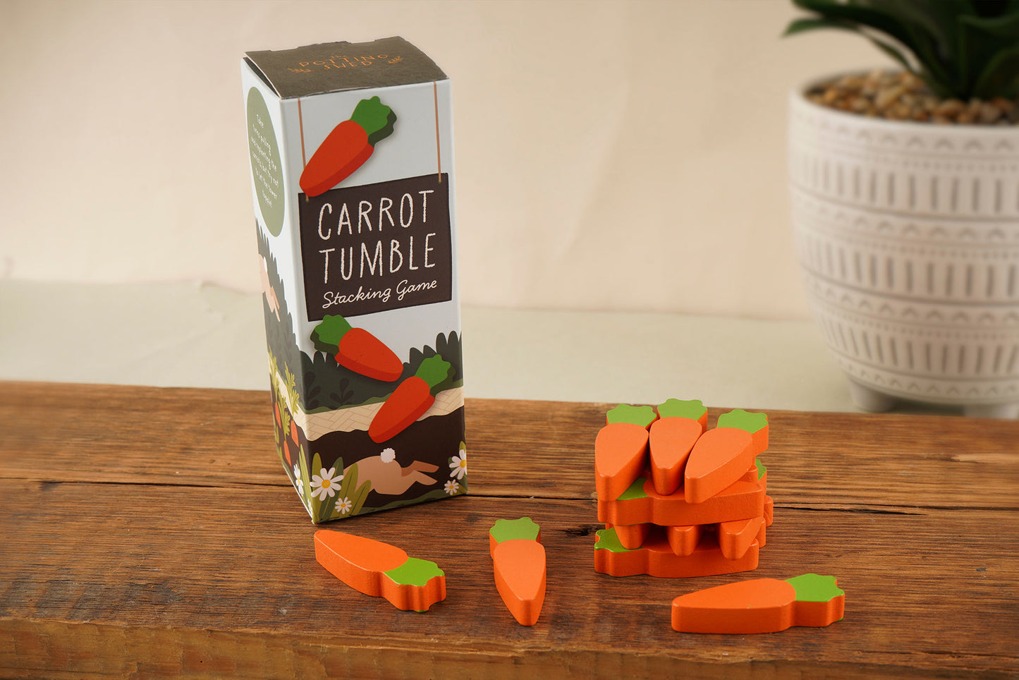 The Potting Shed Carrot Tumbling Tower Game | Travel Game | Tabletop