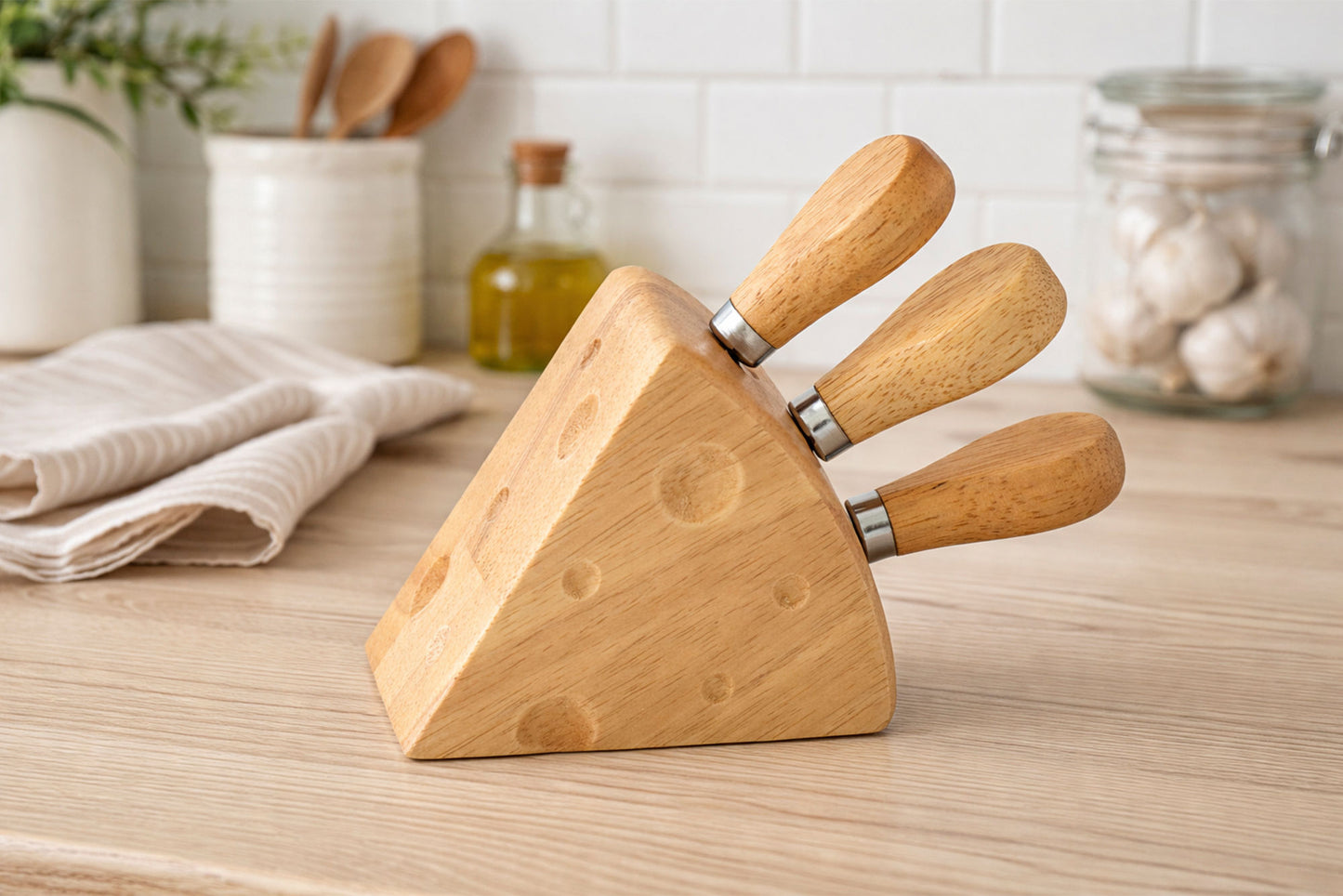 Loft Cheese Shaped Knife Block | Gift Box