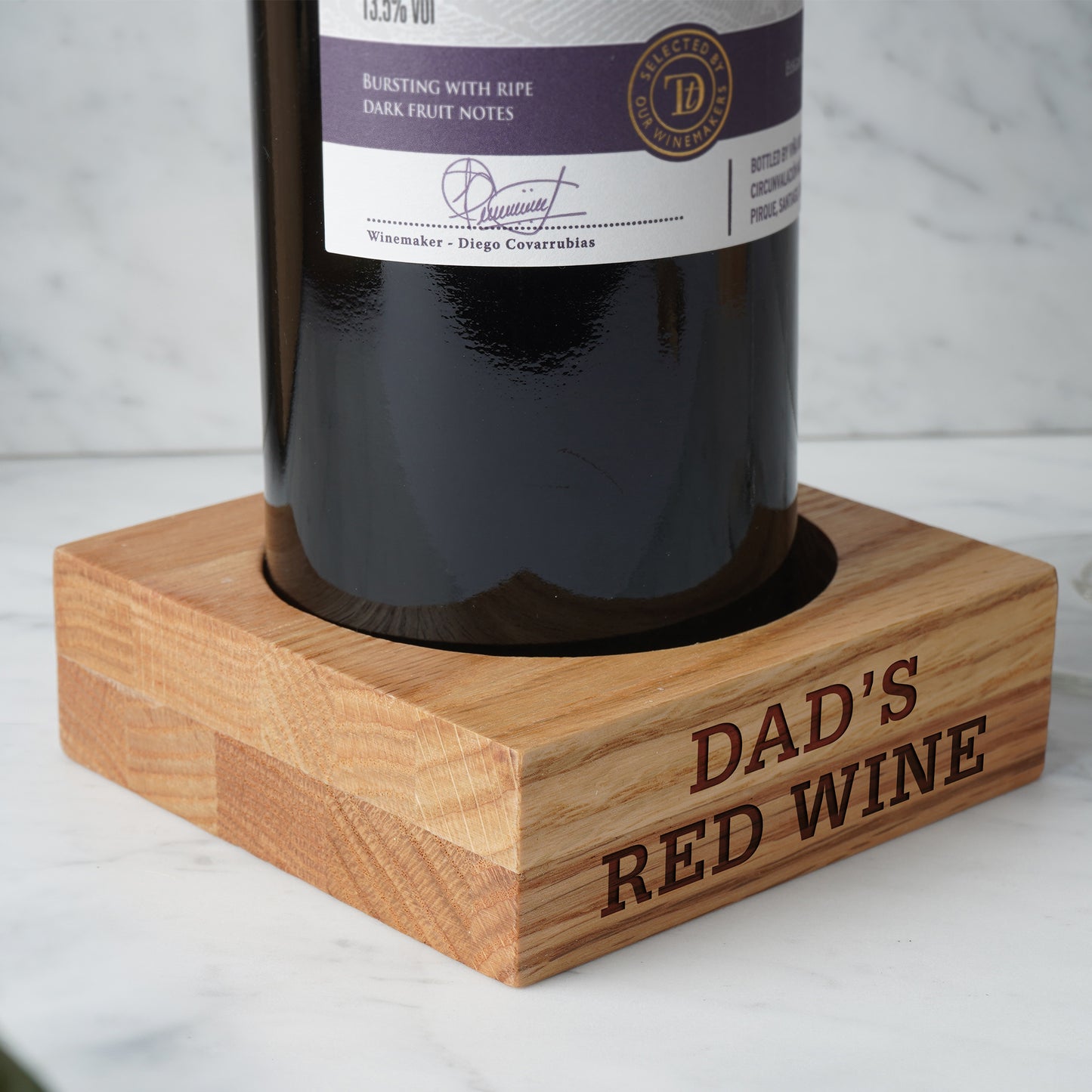 Oak Wine Bottle Holder - 'Dad's Red Wine' | Special Gift | Birthday | Oak | Wine Gift | Special Dad