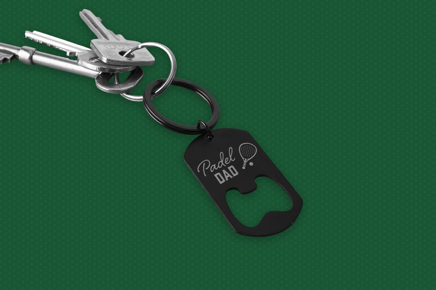 Black Bottle Opener Keyring 'Padel Dad' | Key Accessory | Gift For Dad | Fathers Day | Padel | Racket Sport