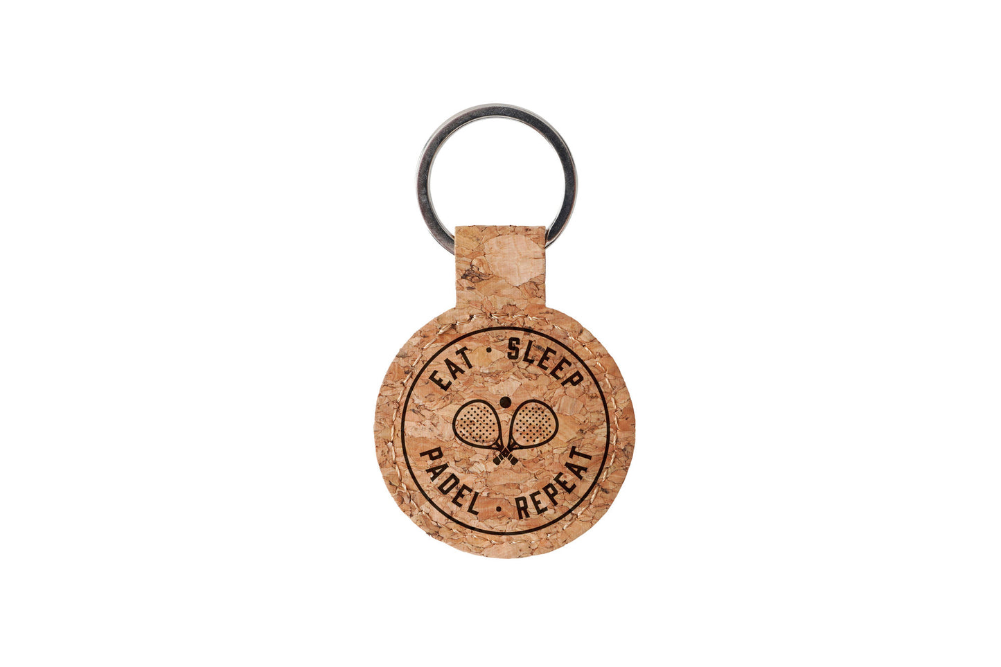 Round Cork Keyring 'Eat Sleep Padel Repeat' | Padel | Racket Sport | keyring | Novelty