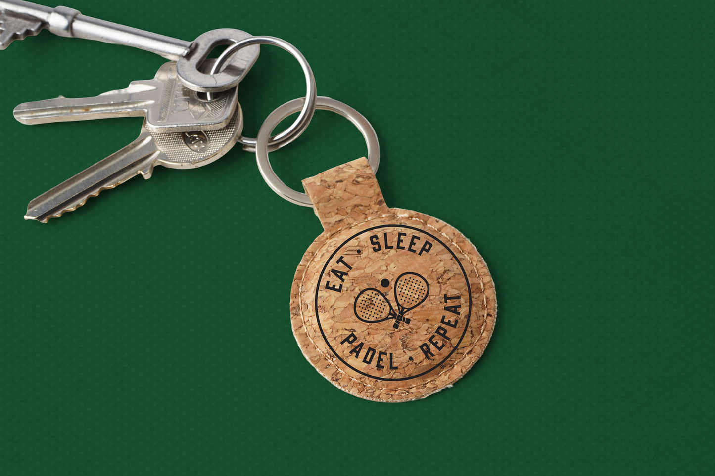 Round Cork Keyring 'Eat Sleep Padel Repeat' | Padel | Racket Sport | keyring | Novelty
