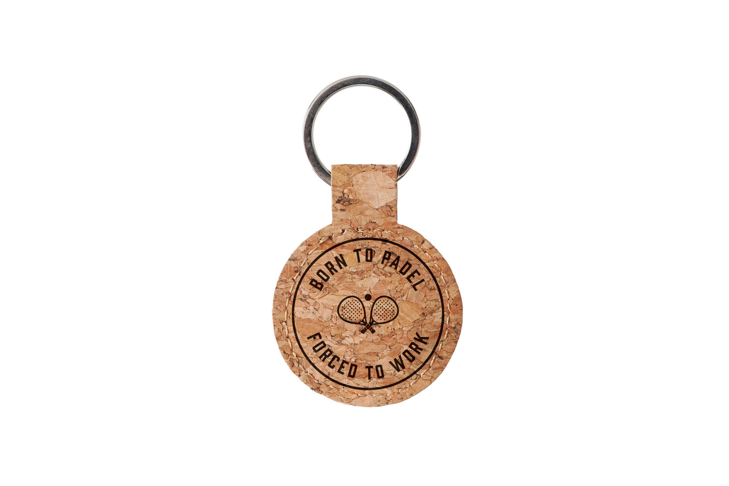 Round Cork Keyring 'Born To Padel' | Padel | Racket Sport | Keyring | Novelty