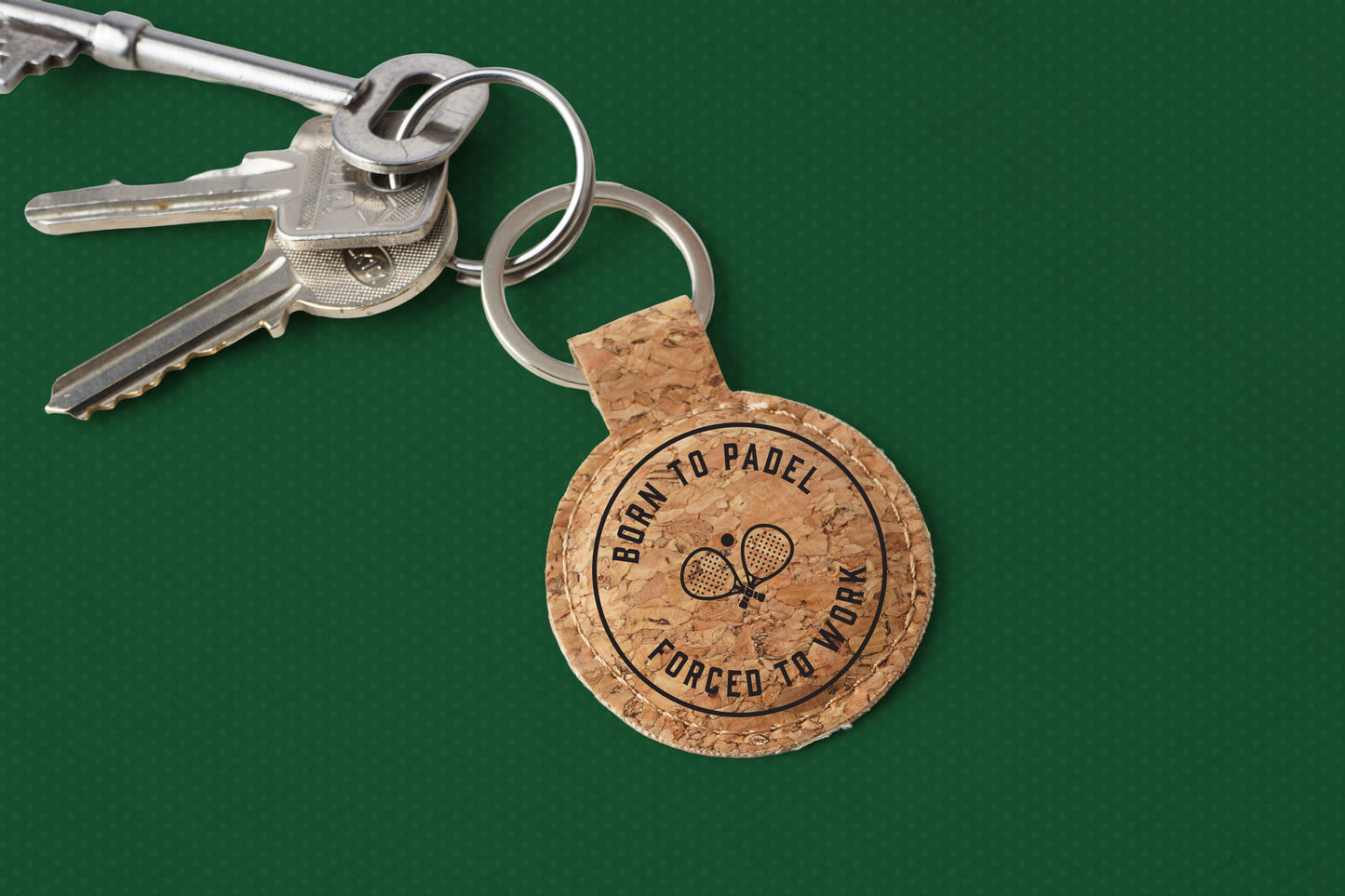 Round Cork Keyring 'Born To Padel' | Padel | Racket Sport | Keyring | Novelty