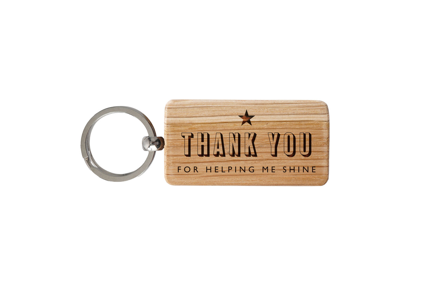 Oak Rectangle Keyring 'Thank You For Helping Me Shine' | Perfect Gift | House Keys | Novelty | Teaher Leaving Gift