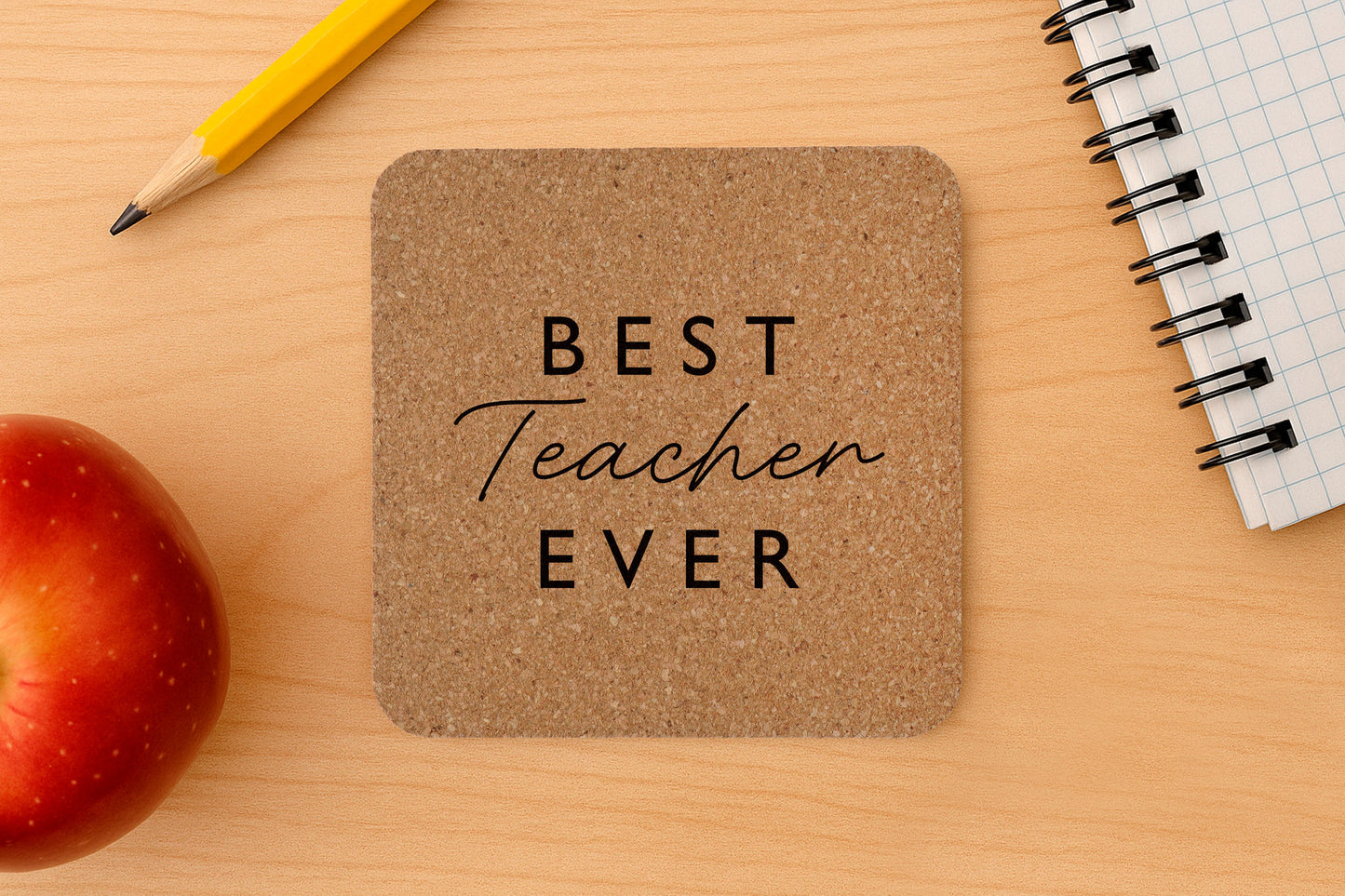 Square Cork Coaster 'Best Teacher Ever' | Best Teacher Gift | Teacher Leaving Gift | Tableware | Homeware