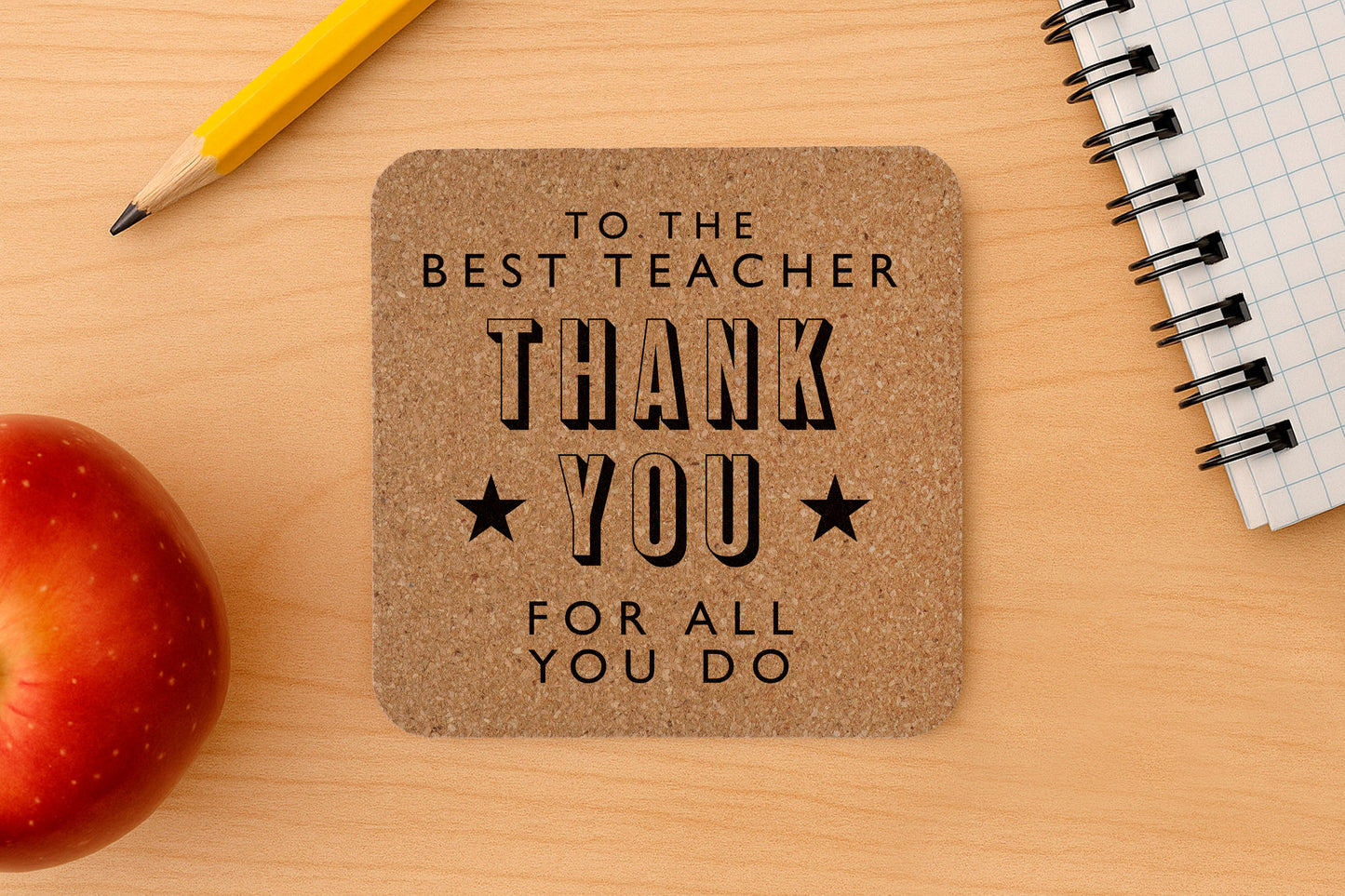 Square Cork Coaster 'To The Best Teacher, Thank You For All You Do' | Best Teacher Gift | Teacher Leaving Gift | Tableware | Homeware