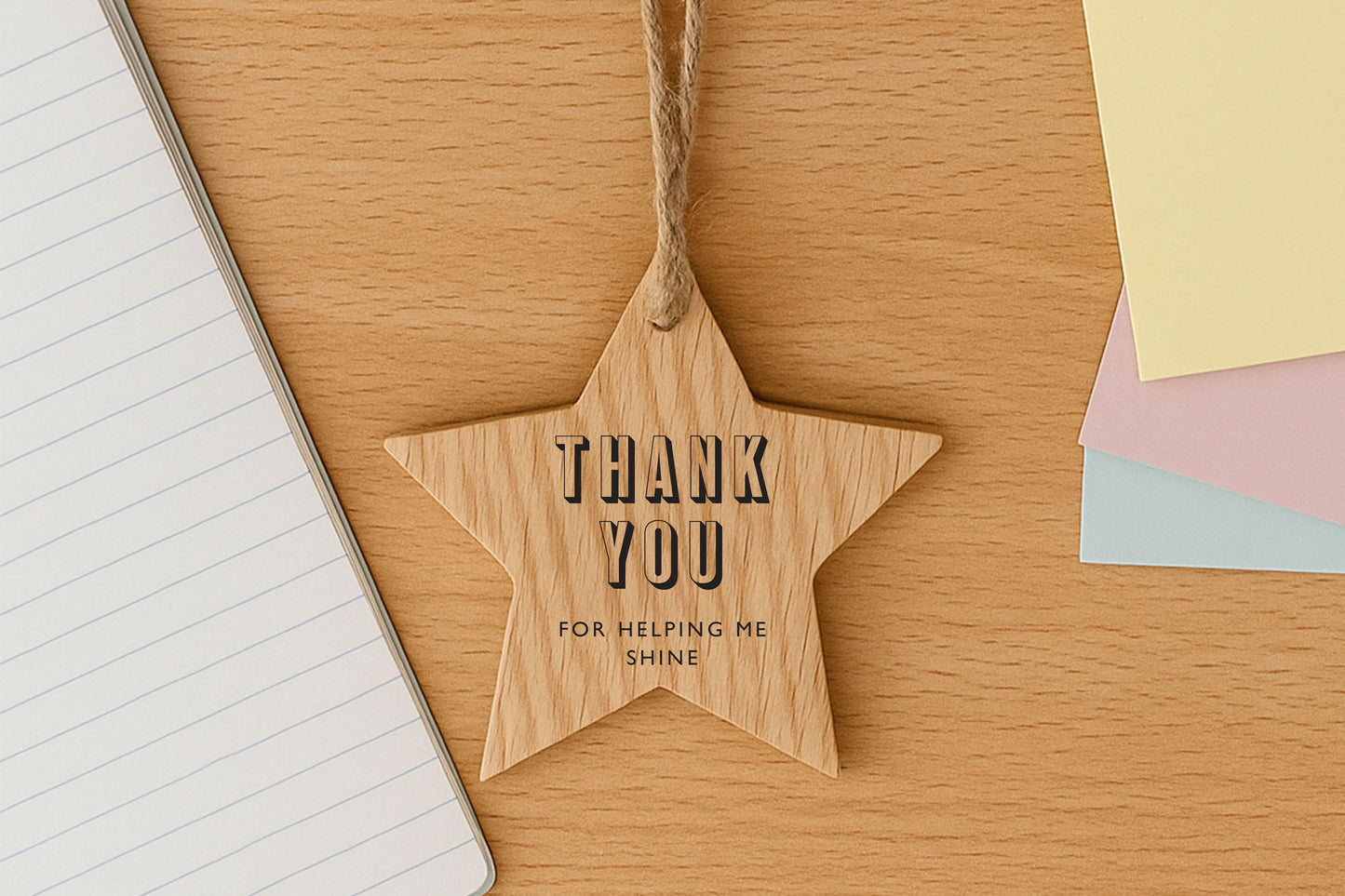 Oak Star Hanger 'Thank You For Helping Me Shine' | Home Decor | Hanging Decoration | Sentiment | Best Teacher | Teacher Gift