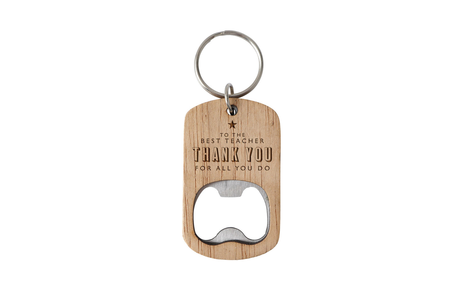 Oak Bottle Opener Keyring 'To The Best Teacher...' | Keyring | Best Teacher | Teacher Gift