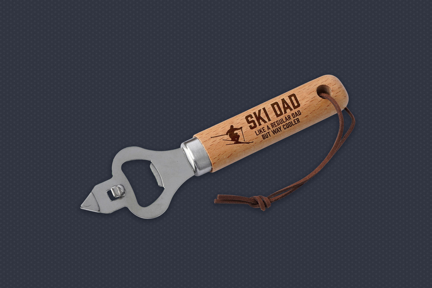 Wooden Bottle Opener 'Ski Dad' | Perfect Gift | Novelty | Barware | Skiing | Accessory