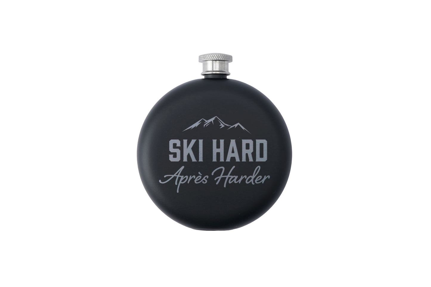 Black 6oz Hip Flask In Gift Box 'Ski Hard, Après Harder' | Drink Holder | Flask | Sport Accessory | Skiing
