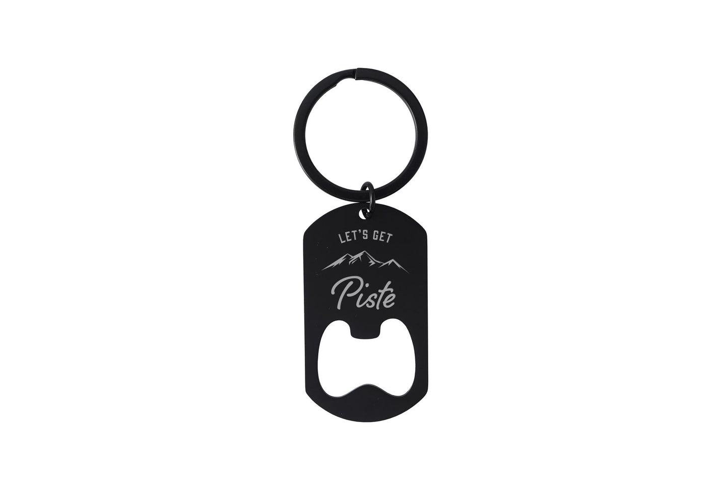 Black Bottle Opener Keyring 'Let's Get Piste' | Key Accessory | Gift For Dad | Fathers Day | Skiing