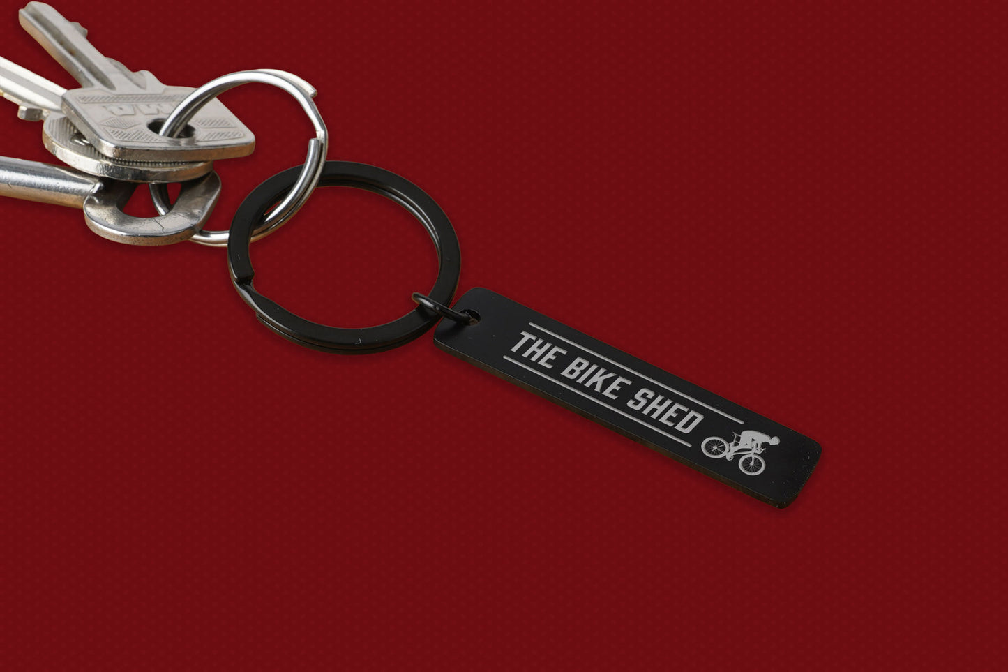 Long Black Metal Keyring 'The Bike Shed' | Father's Day | Key Accessory | Gift For Dad