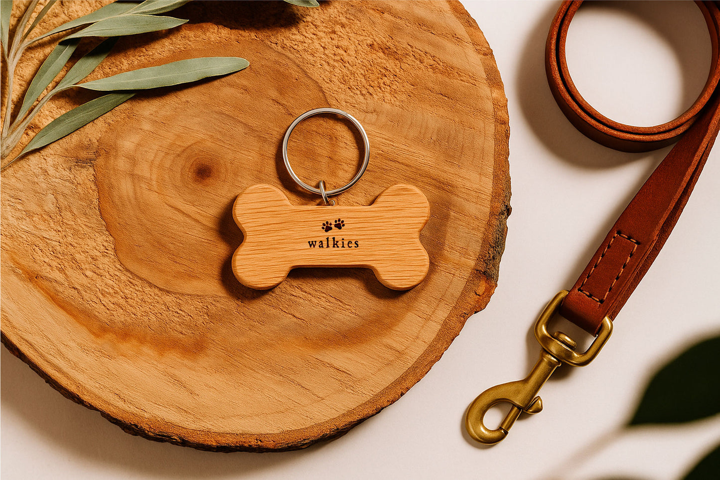 Oak Dog Bone Keyring - 'Walkies' | Keys | Key Accessory | Dog Keyring | Pet Accessory