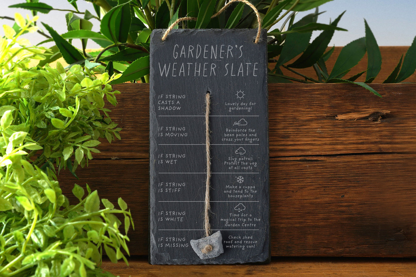 Gardener's Weather Slate Hanging Sign | Humorous Weather Reader | Forecaster Station | Gift For Your Home