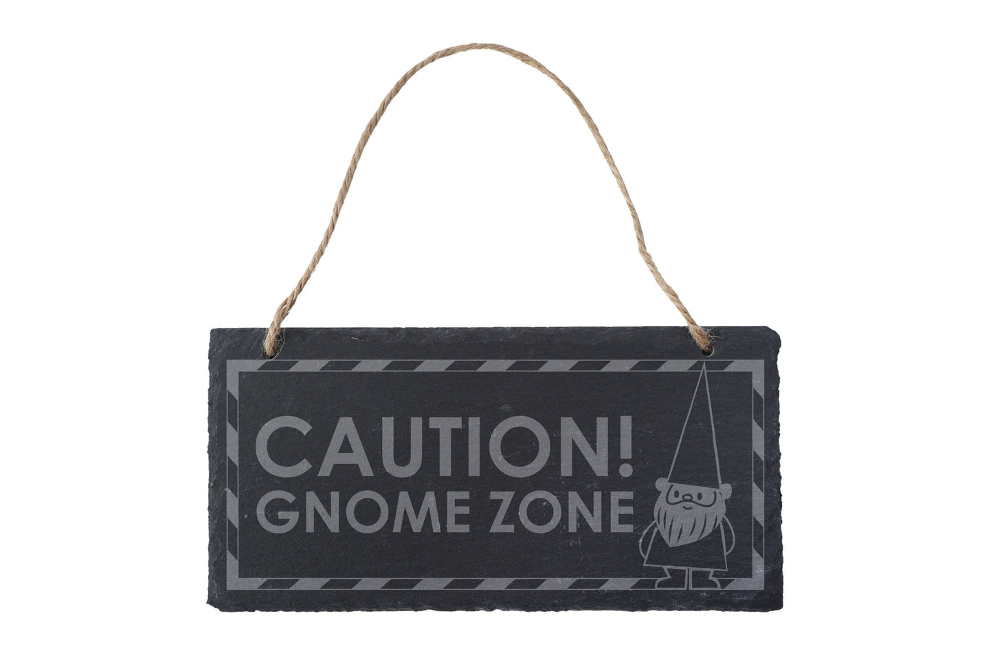Slate Hanging Sign - 'Caution Gnome Zone' | Garden Sign | Shed | Novelty Sign